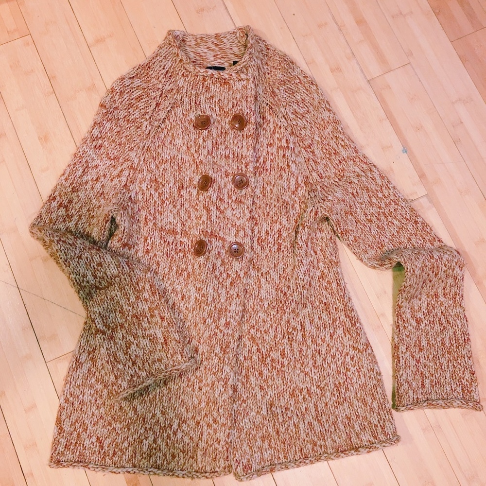 MODA chunky button up sweater sz L